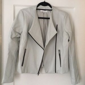 Like new, light grey faux leather jacket.